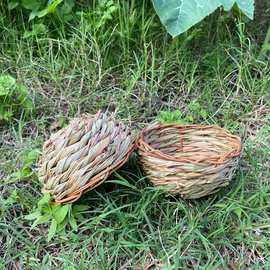 现货跨境货源亚马逊园艺装饰 草编窝手工编织芙蓉草碗状孵化鸟屋