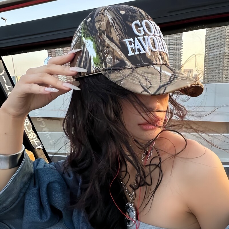 ins小众复古迷彩棒球帽超酷立体刺绣印花鸭舌帽女街头时尚显脸小|undefined