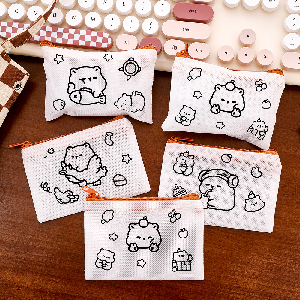 カピバラ落書き小銭入れ子供用不織布手作り DIY 小さなバッグ高価値カピバラ絵画収納袋
