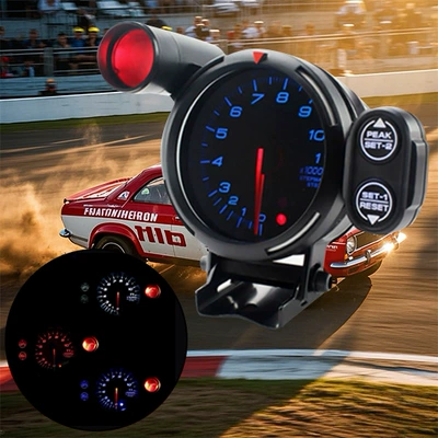 Rəngli Taxometr 12V, 1-8 Silindr Universal Yarış Avtomobili Alüminium Korpus 0-11000 Rpm