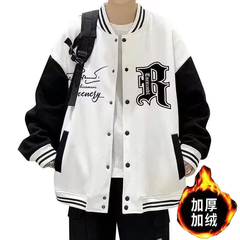 一件代发秋季潮牌夹克外套男宽松百搭棒球服运动开衫夹克外套男|undefined