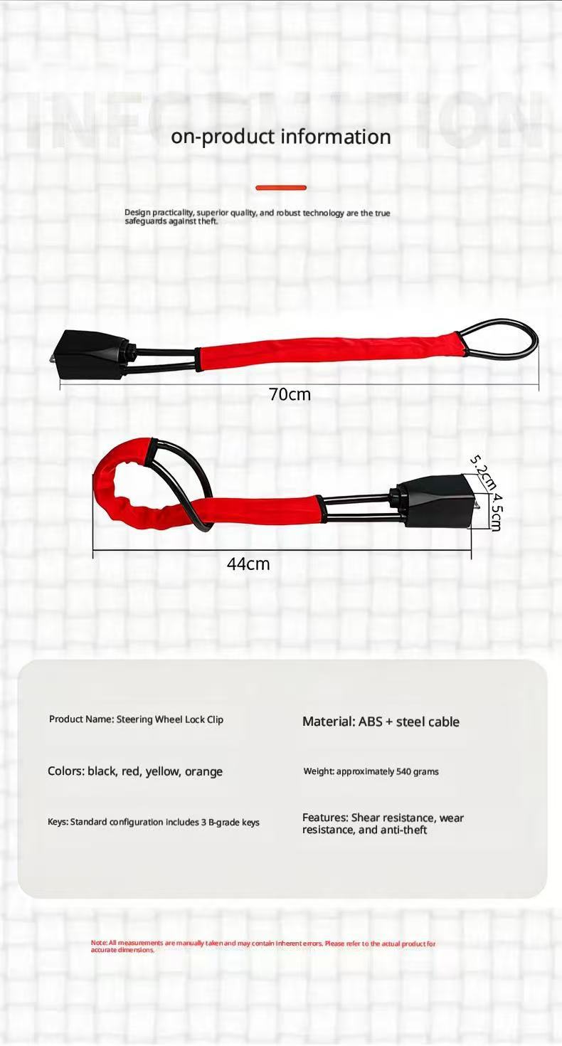 Car Steering Wheel Lock Anti-Theft Device, Thickened Safety Buckle Car Lock Rope Lock, Powerful Anti-Theft for Vehicles