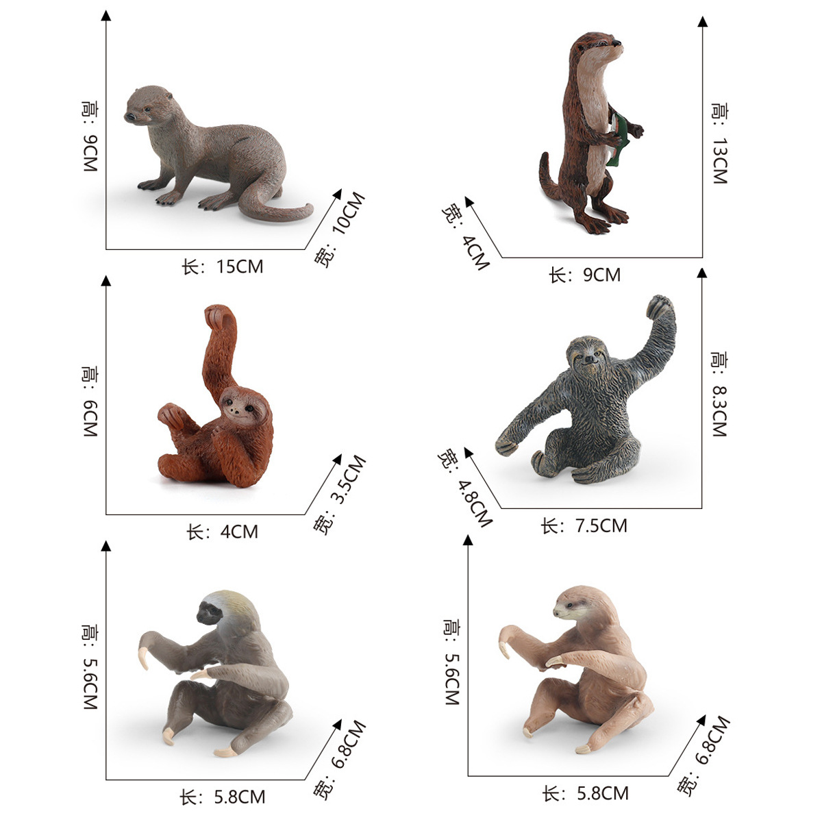 Exportación transfronteriza simulación de animales salvajes modelo cognitivo infantil perezoso nutria escritorio estático decoración juguete