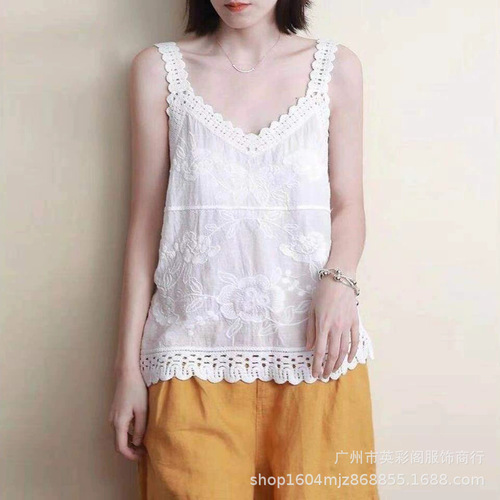 New Lace Shirt Vest Women's Hollow-Out Blouse Cleverly Designed Top for Women Spring Unique and Trendy Camisole for Women