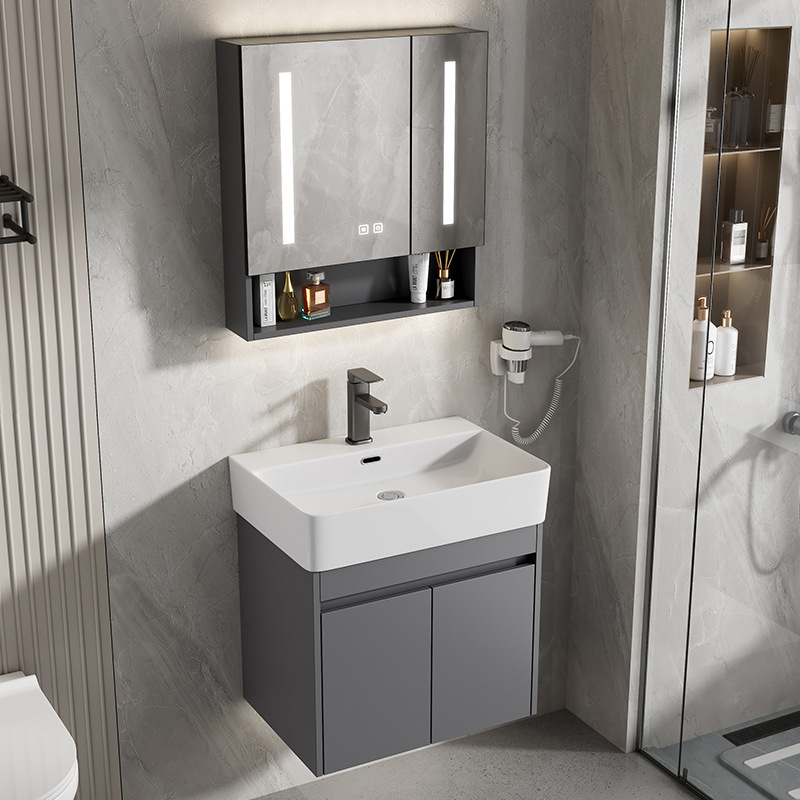 Gabinete de baño de aluminio espacial combinación de cerámica de tipo pequeño lavabo de mano de comercio exterior pequeño hotel lavabo