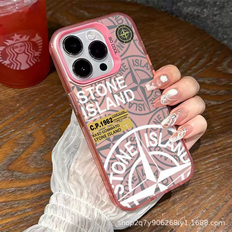 Кейс для Stones Island совместимый с Apple 15, цвет серебристый iPhone14pro, креативный 13/11promax, матовый 16, защитный чехол