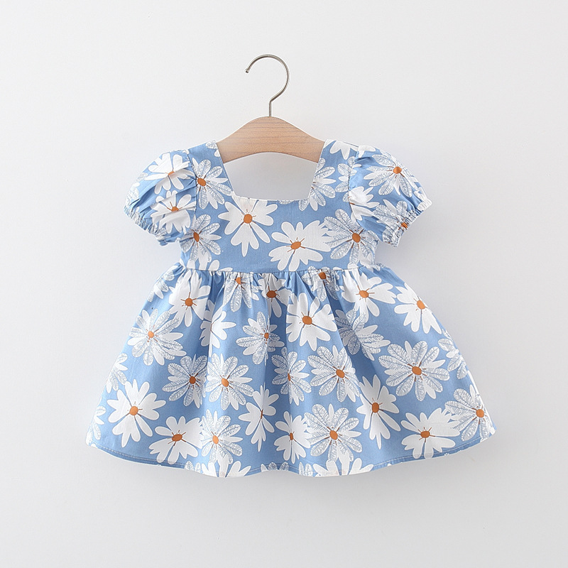 99g Weight Pastoral Flower Chrysanthemum Cotton Girls Dresses