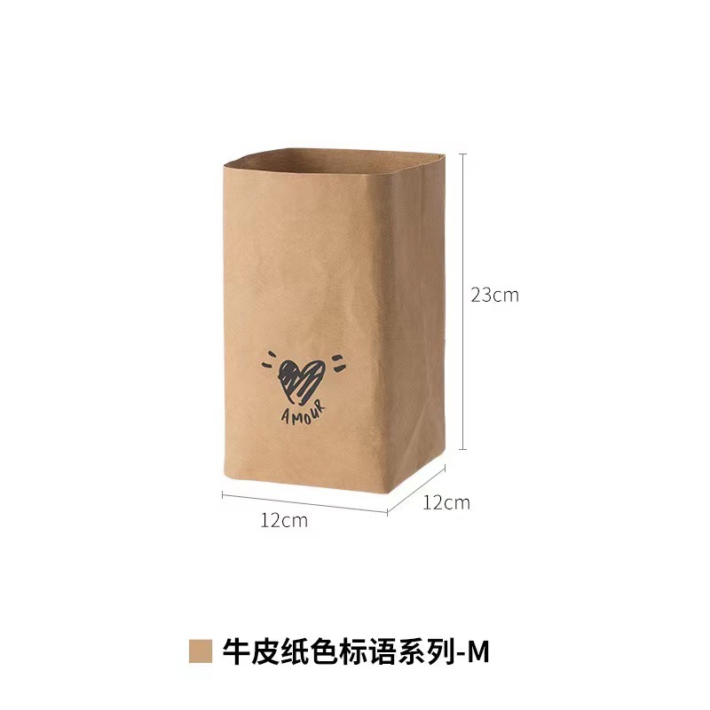 Warna Kraft M: 12x12x23cm; Kertas Kraft dicuci tebal impor Jerman