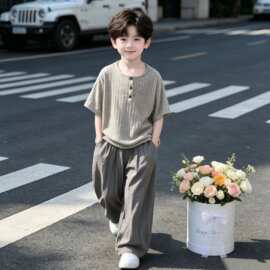 儿童装男童夏装短袖套装2026新款夏季中大童运动夏款冰丝薄款帅气