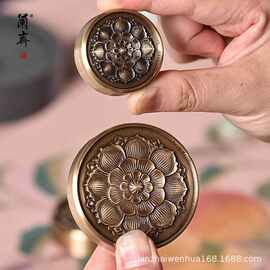 古铜莲镇尺创意雕花黄铜镇纸镇尺书法纸镇圆文房四宝压书神器毛笔