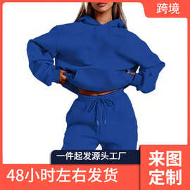2025秋冬新款丝绒暖卫衣运动裤男女纯色宽松运动慢跑套装两件套