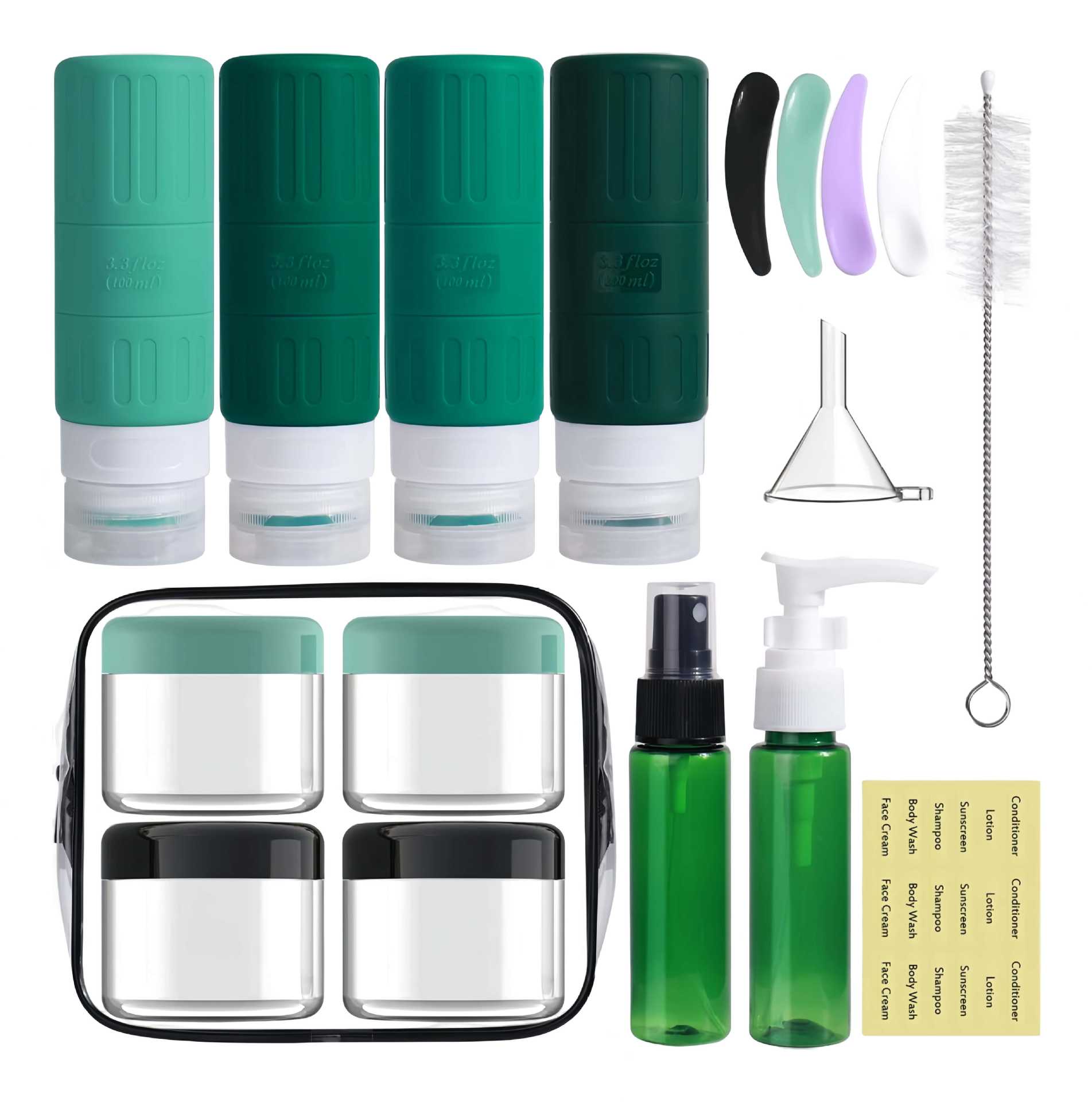 2023 transfronterizo nuevo traje de sub-botella de silicona de 100ml Champú gel de ducha artículos de tocador traje al aire libre