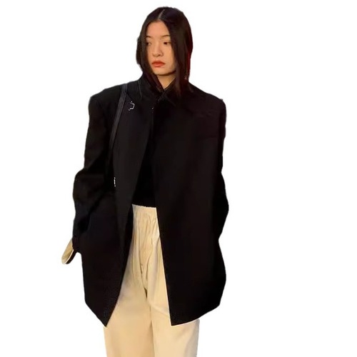 Autumn Korean Business Metal Button Decorated Men's Asymmetrical Design Sense Minority Western Suit Jacket Chinese Style