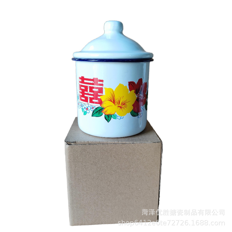 Taza de esmalte de borde grueso, taza de agua de estilo antiguo, se puede imprimir logotipo nostálgico, taza de hierro, taza de hierro, taza al por mayor image 3