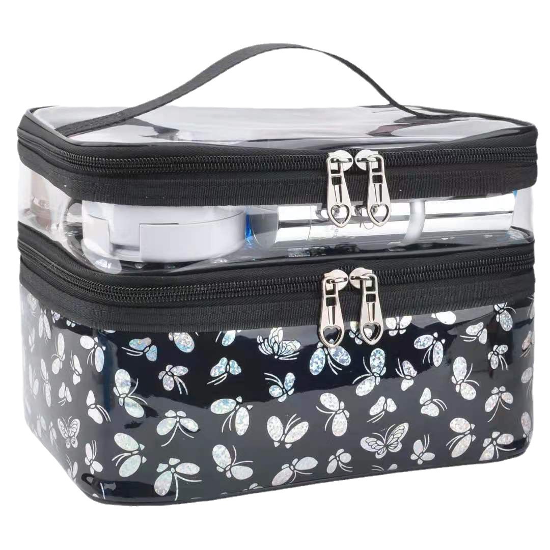 Bolsa de cosméticos de gran capacidad para mujeres 2023 nueva bolsa de almacenamiento de cosméticos de doble capa avanzada bolsa de almacenamiento de lavado de viaje portátil