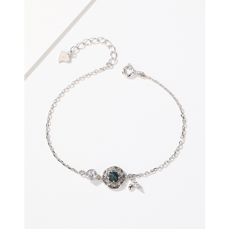 S925 plata esterlina piedra de cristal Dream catcher pulsera mujer luz lujo nicho exquisito chica temperamento coreano simple pulsera