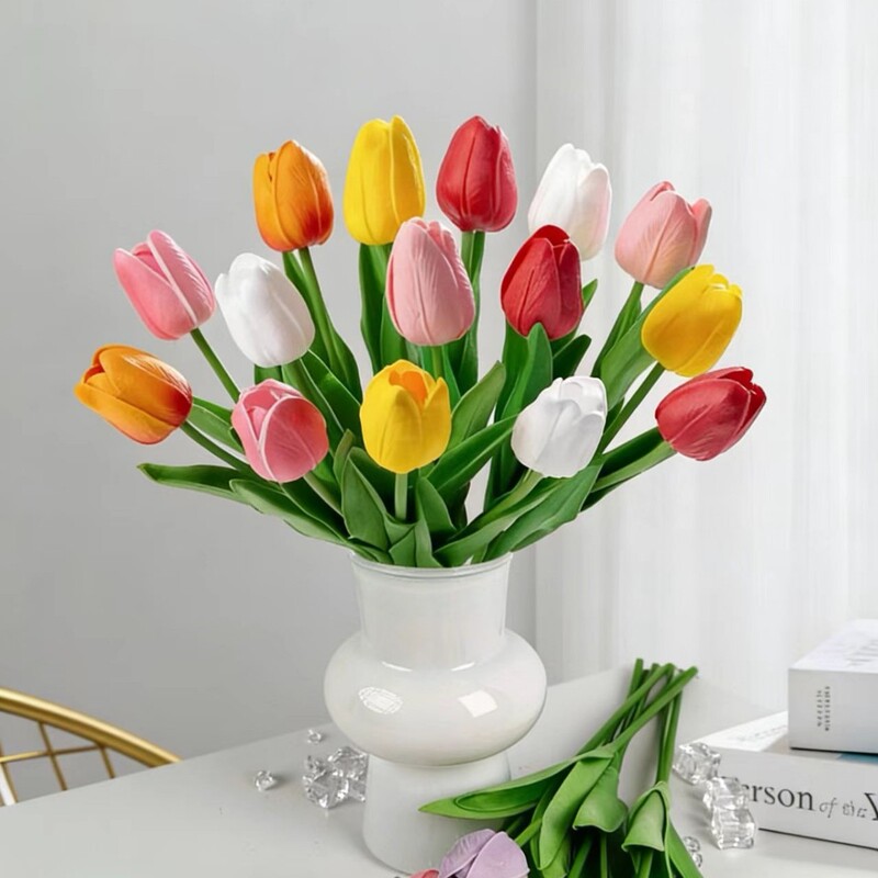 Cross-Border Pu Artificial Tulip Flowers Ins Style Wedding Decoration Ornaments Christmas Props Wedding Photography Outdoor