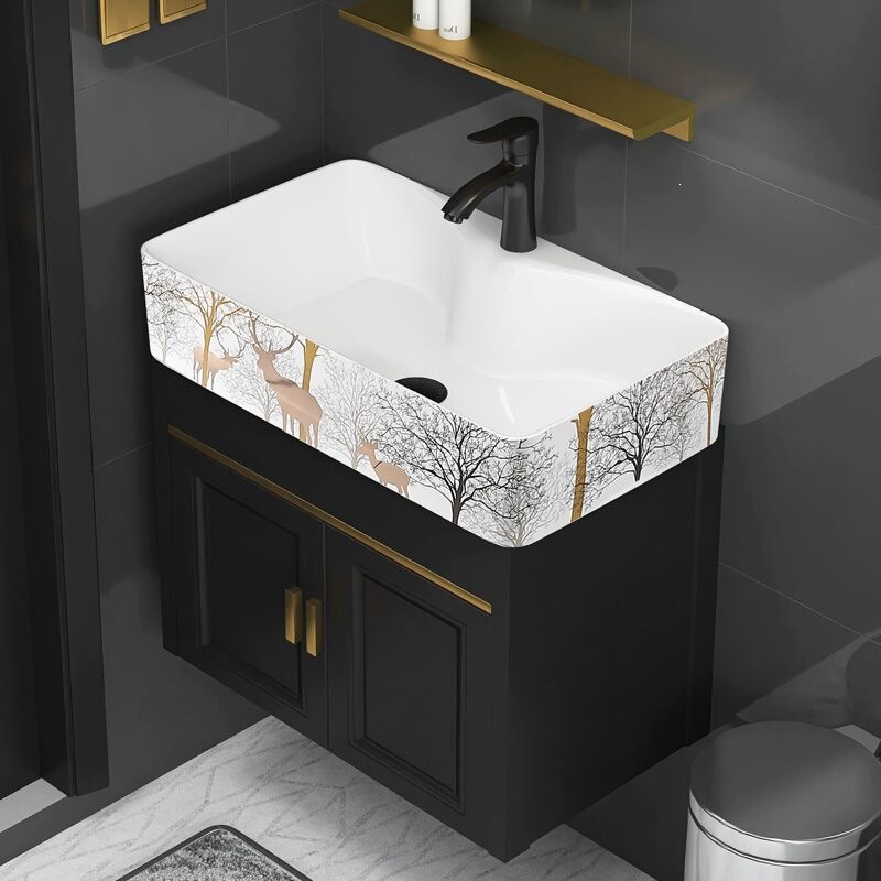 Luxury Space Aluminum Bathroom Cabinet with Integrated Ceramic Basin, Small-Space Washbasin Combo, All-in-One Sink and Vanity Luxury Space Aluminum Bathroom Cabinet with Integrated Ceramic Basin, Small-Space Washbasin Combo, All-in-One Sink and Vanity