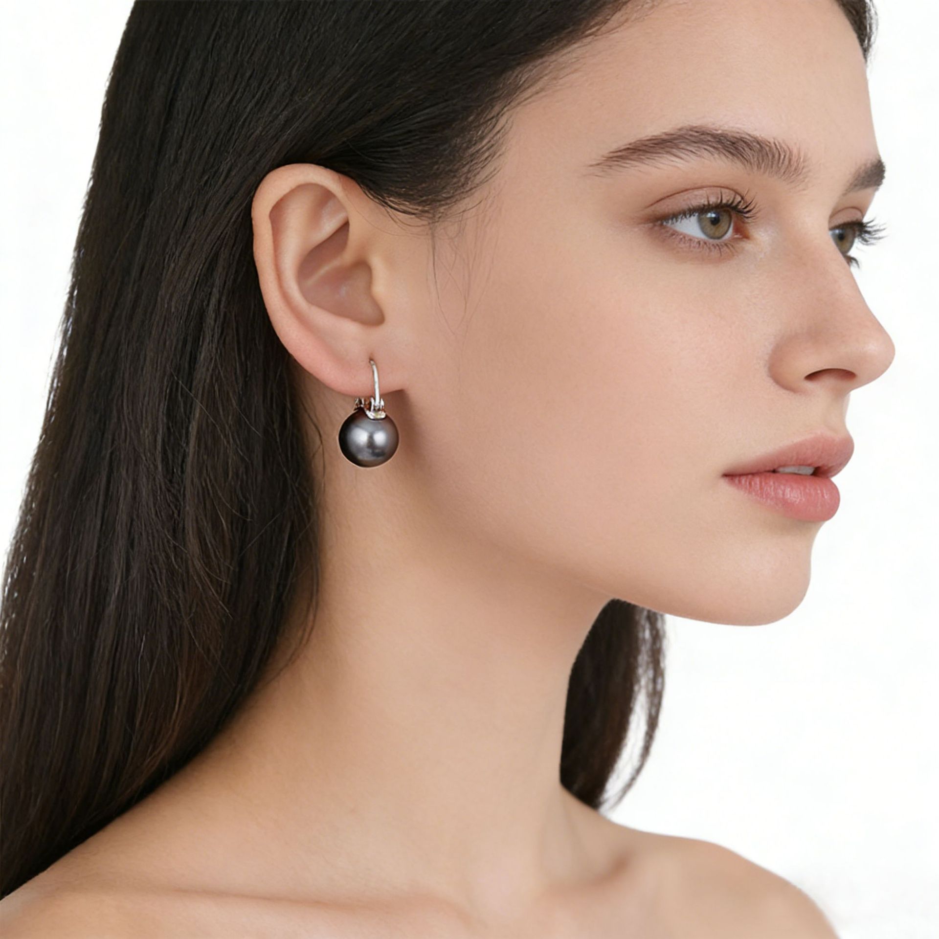 Coreano Shijia Pearl 925 botón de orejas de plata estilo francés de estilo de viaje nicho personalidad simple temperamento de alta calidad pendientes