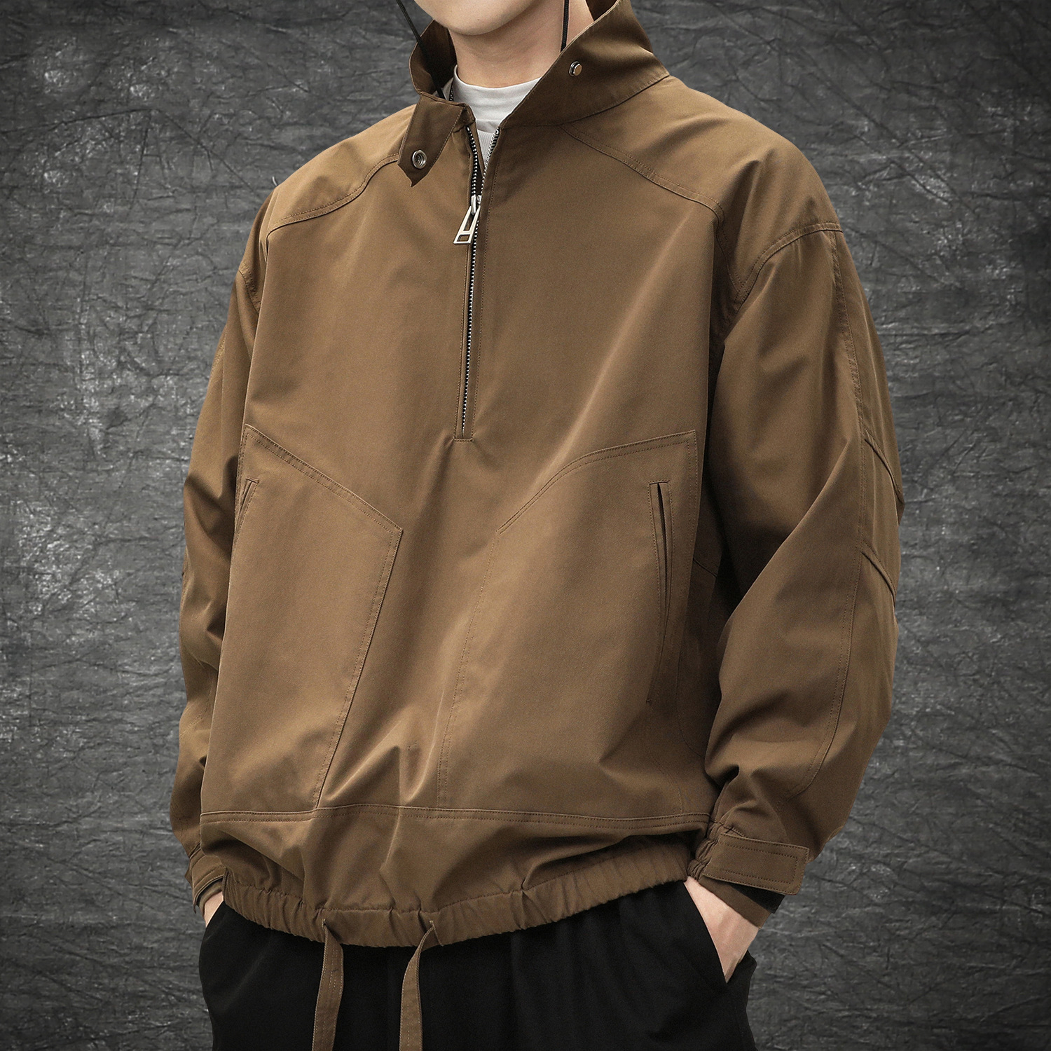 Demi-season retro Japanese trend jacket with zipper