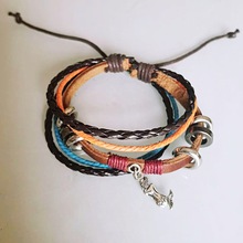 妖精尾巴公会标志手链复古民族风饰品金属吊坠外贸漫展皮手镯现货