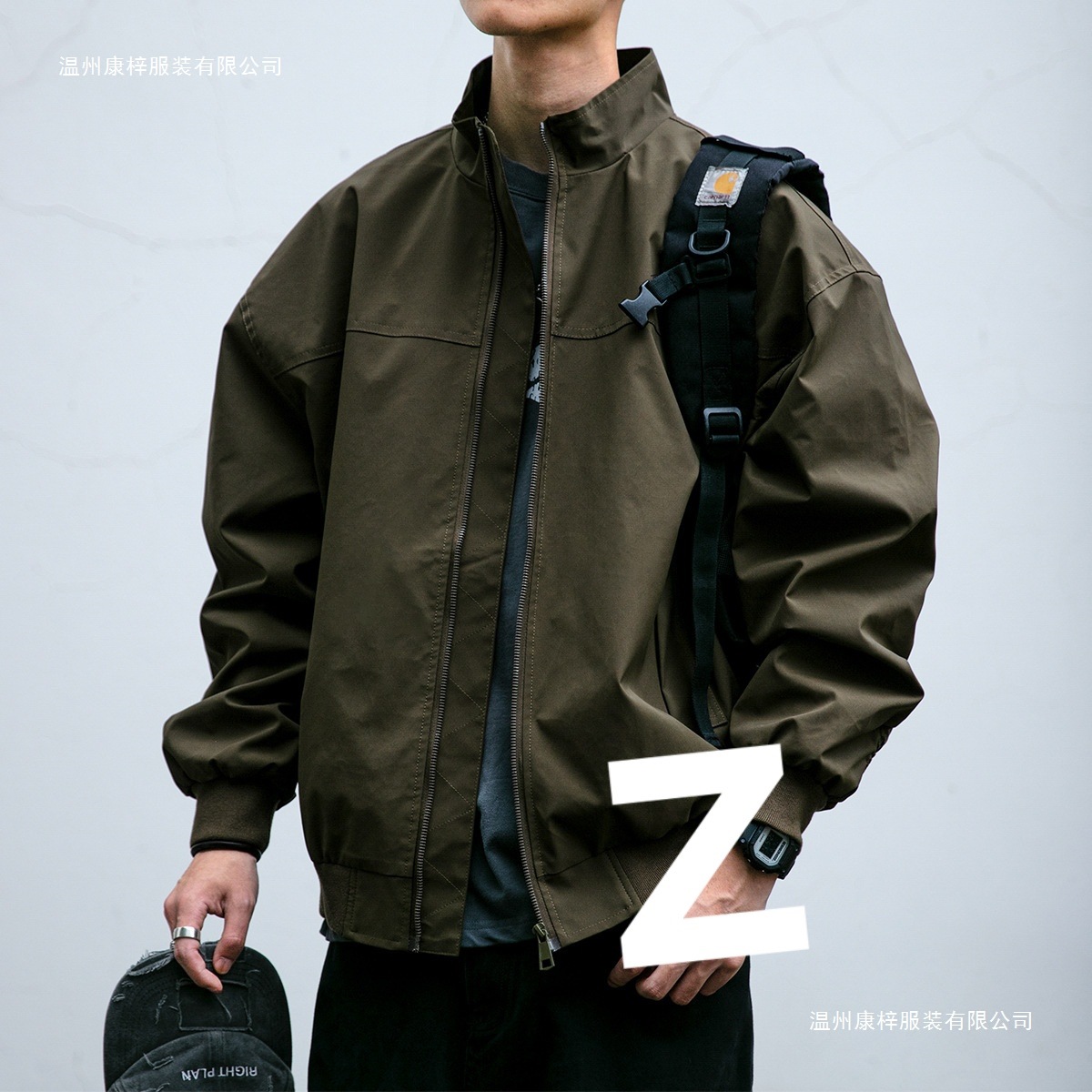 American-Style Trendy Teflon Triple-Protection Stand-Collar Coach Jacket for Men, Spring and Autumn Outdoor Short Windbreaker Flight Jacket Trendy