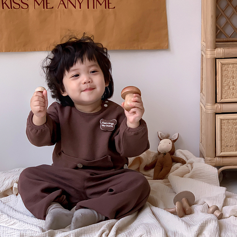 Ropa para niños coreanos, estilo de primavera y otoño, ropa de salida, suéter y pantalones de dos piezas, traje de bebé de cien días de luna llena
