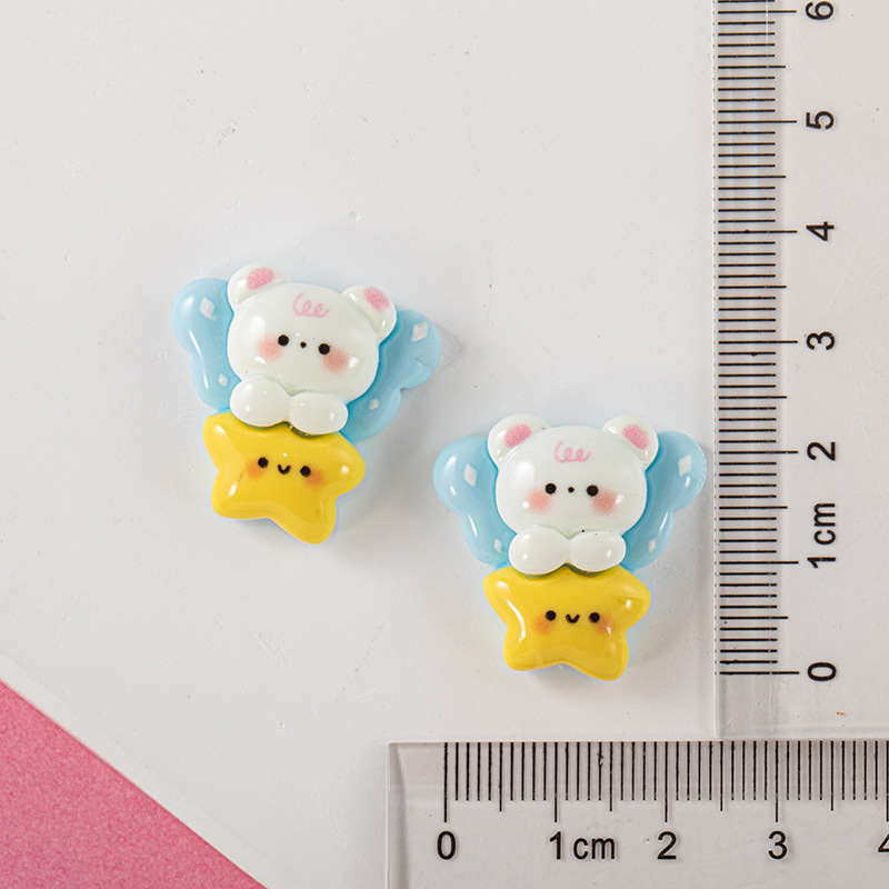 Suministro directo de fábrica dibujos animados Luna oso brillante resina accesorios DIY crema pegamento horquilla accesorios para el cabello materiales hechos a mano al por mayor