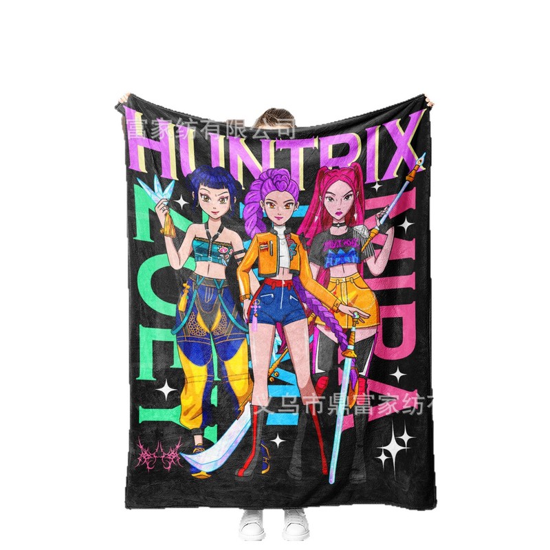 跨境法兰绒毛毯K Pop Demon Hunters Team Anime数码印花毛毯盖毯|undefined