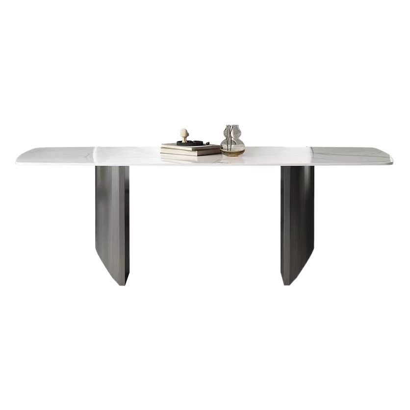 Estilo italiano Luz de lujo Pandora roca placa mesa de comedor moderno simple rectangular hogar pequeño apartamento de acero inoxidable minimalista mesa de comedor