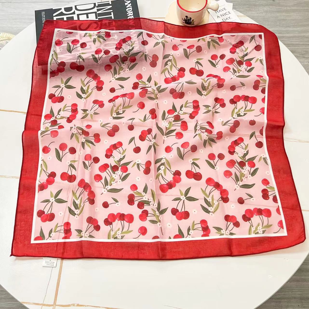 60g Weight Kerchief Classification Daily Occasion cotton and linen Material Flower Pattern Summer Season Women's Gender IG Style Style Women's IG Style Flower Cotton And Linen Kerchief 119