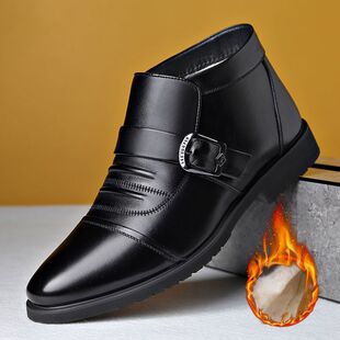 Genuine Leather Cotton Shoes Men's Casual Fashion Men's Cotton Boots Middle-aged and Elderly All-match Warm Fleece-lined Dad Shoes