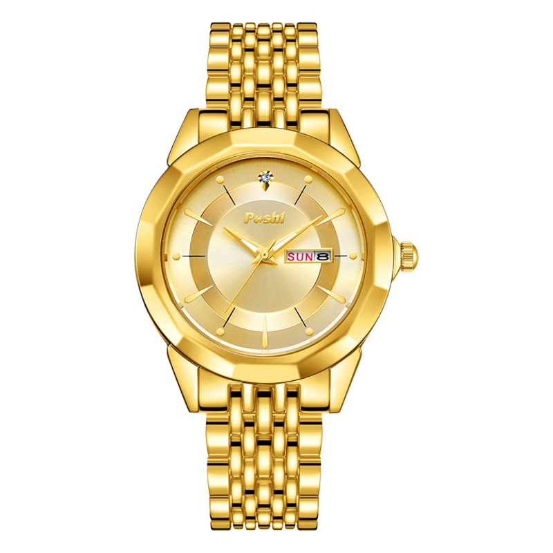 POSHI reloj de cuarzo de moda reloj de hombre doble calendario impermeable reloj de hombre casual de negocios correa de acero reloj de hombre