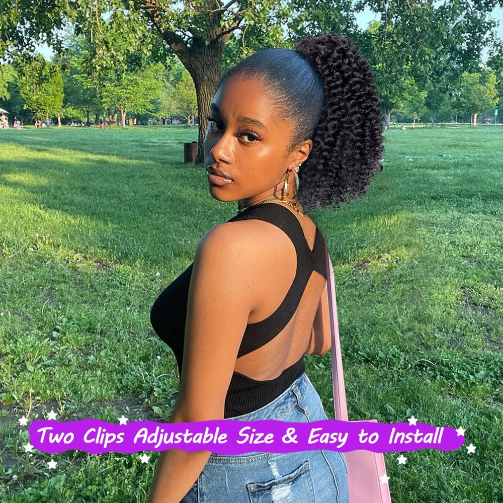 Perucas de comercio exterior de cola de caballo femenina cuerda de dibujo de caballo africana pequeña cabeza explosiva esponjosa fibra química de cola de caballo corta peruca cola de caballo al por mayor