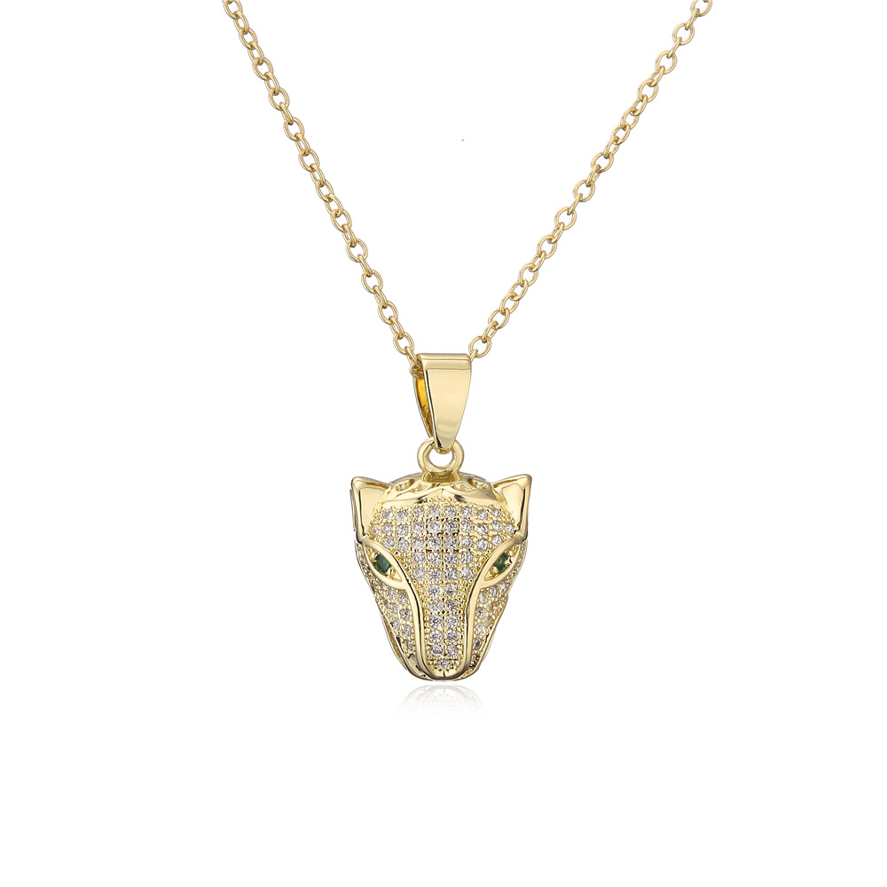 new copper plated 18K gold AAA zircon leopard pendant necklace wholesale