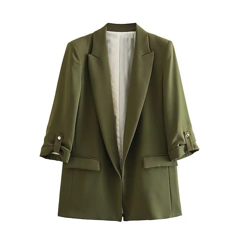 Y2K 2024 Xia Xin Pin Feng Donna Abbigliamento Maniche pieghevoli Casual Piccolo Cappotto Western Suit E47143_voghion.com