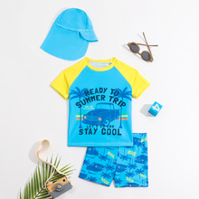 儿童泳衣小中大童卡通速干印花短袖沙滩裤男童分体泳装沙滩游泳衣