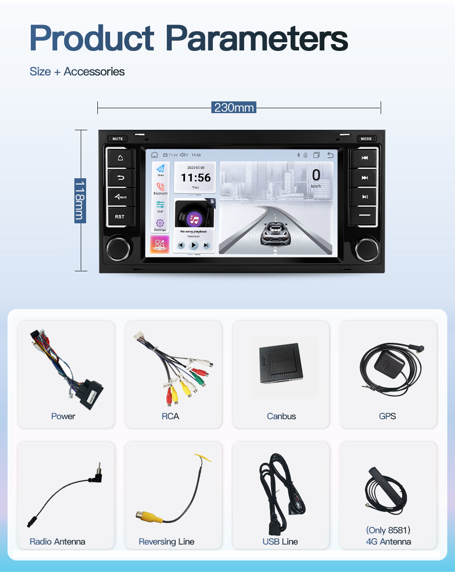 Suitable for Volkswagen Touareg, Multivan T5 Central Control Screen Navigation and Reversing Image