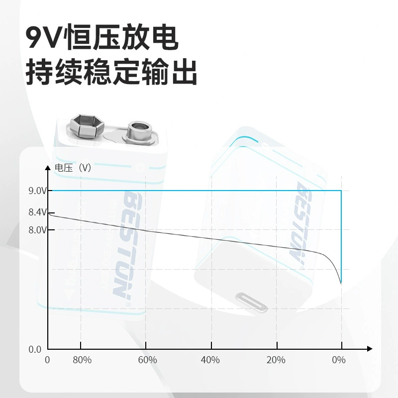 BESTON Bai Shitong 9V постоянная полярность Type-C квадратная 1000mAh зарядка батарея полноценно включается индикаторы зелёного света