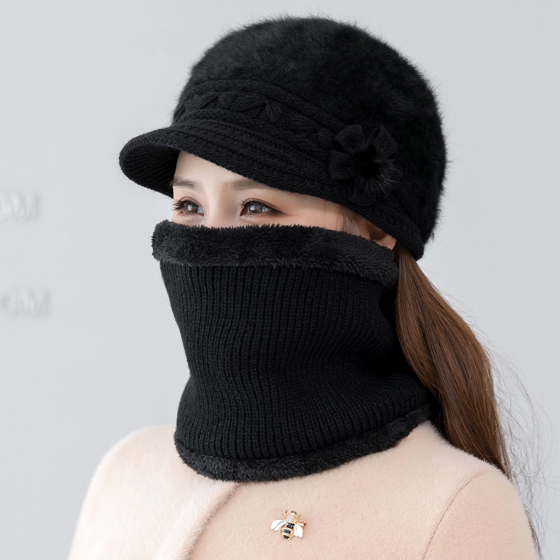Hat, black scarf