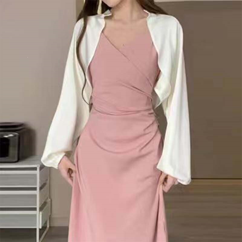 Spring and autumn season, slim-fit black slip dress, 2026 new collection, elegant long dress, women's fashion, French chic style Spring and autumn season, slim-fit black slip dress, 2026 new collection, elegant long dress, women's fashion, French chic style