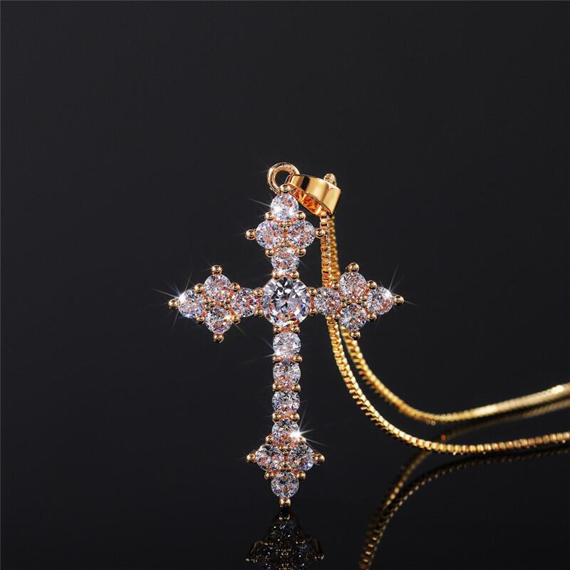 1 Piece Fashion Cross Alloy Plating Zircon Women's Necklace display picture 4