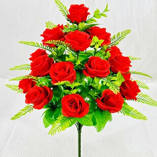 Artificial Flower 18-head high-straw lovesickness rose bouquet artificial flower plastic flower cloth flower lovesickness rose flower living room desktop decoration flower