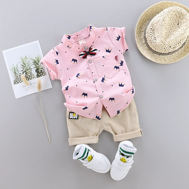 (Cross-border trading) summer children's summer clothing for boys set for early age sleeves with short sleeve → (Контрольно-граница) летняя детская одежда для мальчиков набор на ранний возраст с рукавами короткими