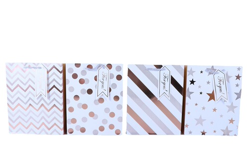 Cross-border special supply of hot stamping wavy pattern white card gift portable paper bag round ball five-pointed star shopping bag diagonal pattern