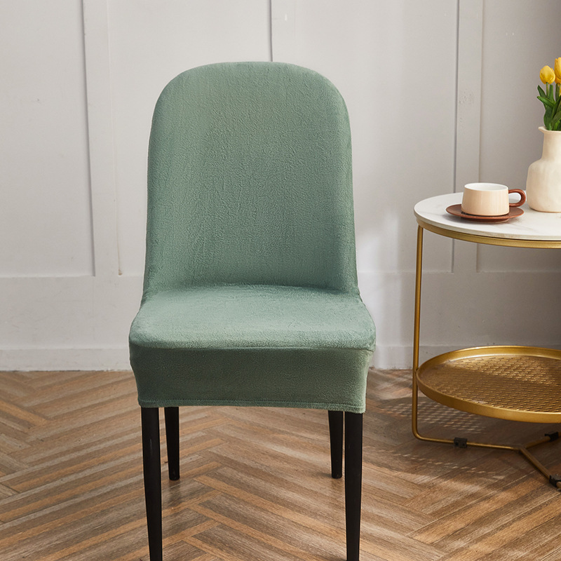Cubierta de silla curva de felpa corta engrosada transfronteriza color sólido hogar elástico mesa de comedor silla cubierta simple antideslizante palillos cubierta