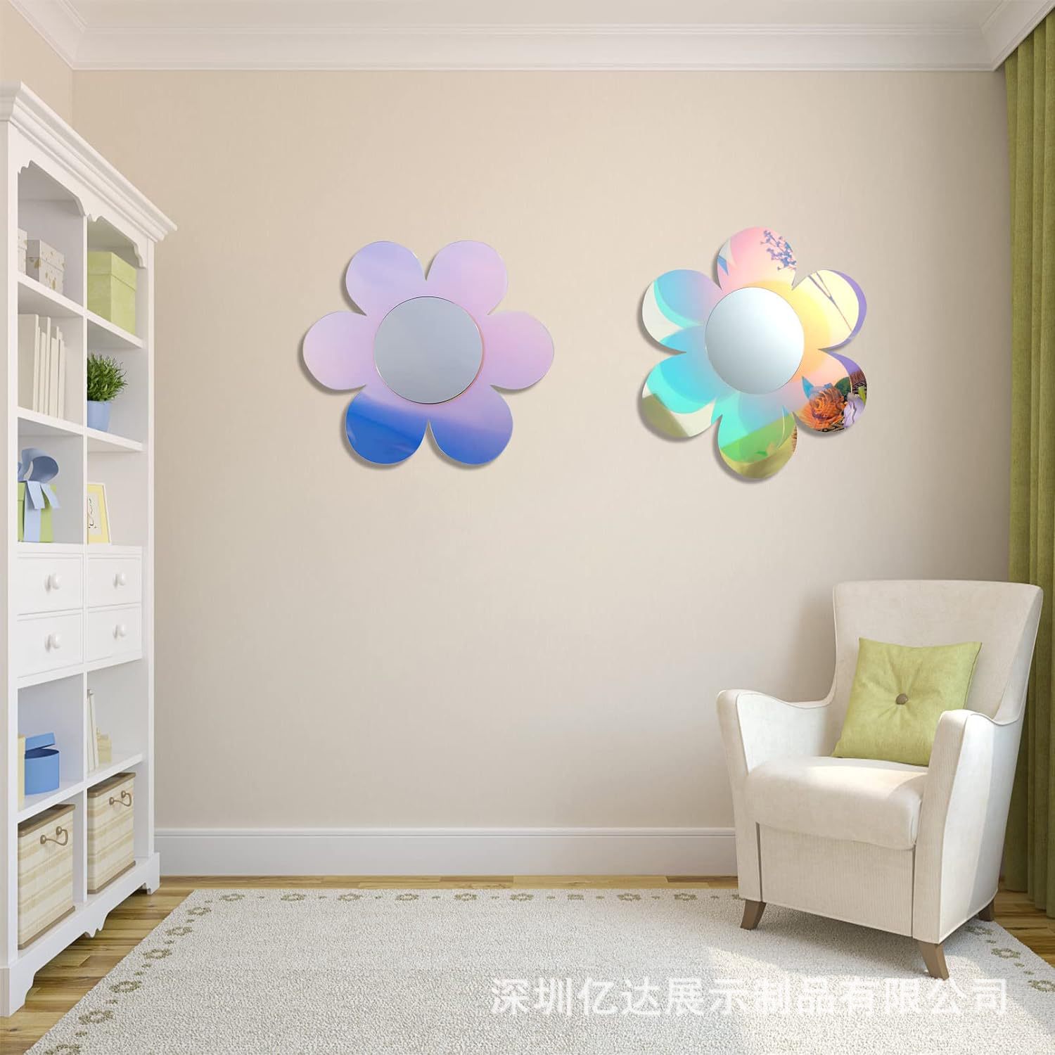 不规则亚克力彩虹镜房间装饰梳妆台复古镜卧室客厅浴室墙壁装饰