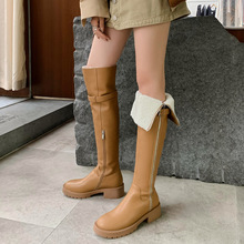 两穿美丽又保暖加厚毛毛雪地靴2023圆头粗中跟牛皮羊毛高筒长靴女