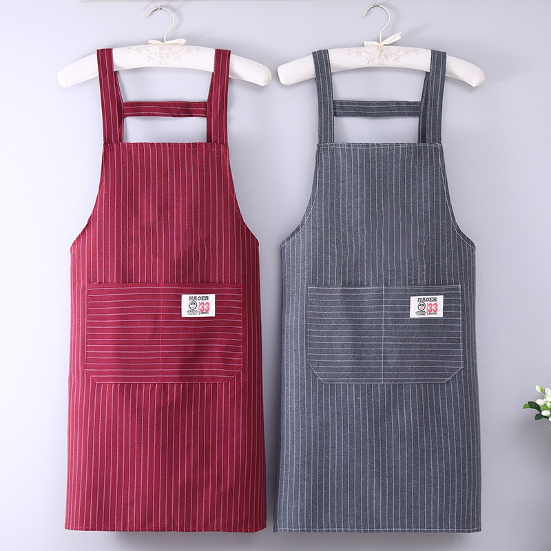 Cotton Breathable Suspenders Adult Apron Household Anti-Oil Stain Work Clothes Kitchen Cooking Printable Advertising