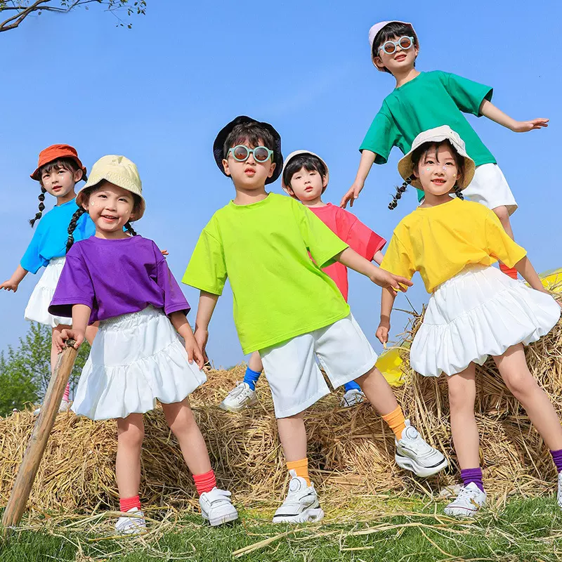 幼儿园园服夏季毕业照六一儿童演出服小学生班服啦啦队表演服批发